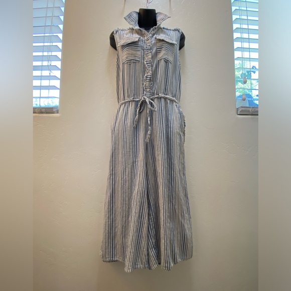 Mono B Jumpsuit Blue & Cream Size L - Picture 2 of 11